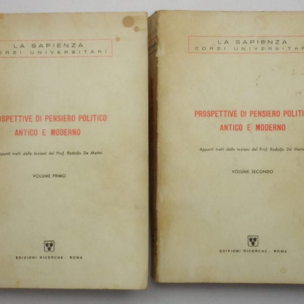 Prospettive di pensiero politico antico e moderno. Appunti tratti dalle lezioni del prof. Rodolfo De Mattei. Volume I e II