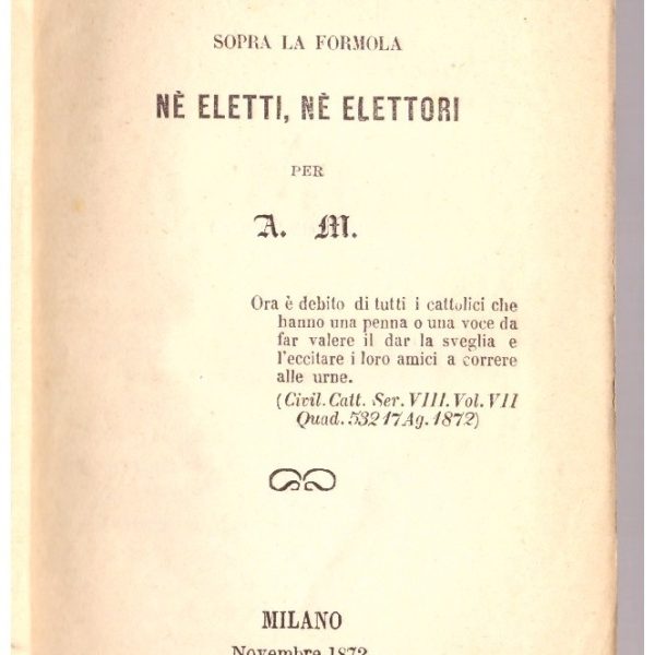 UNA PAROLA LIBERA SOPRA LA FORMOLA Nร ELETTI Nร ELETTORI.