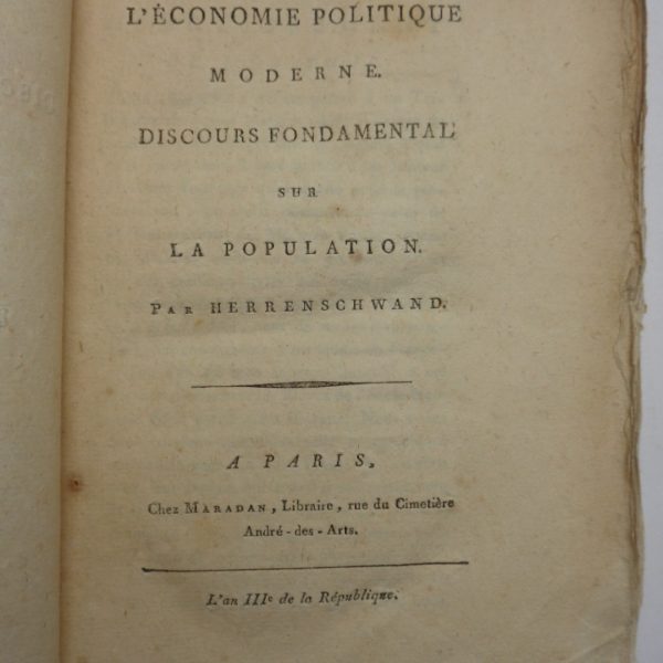 DE L'รCONOMIE POLITIQUE MODERNE. DISCOURS FONDAMENTAL SUR LA POPULATION.