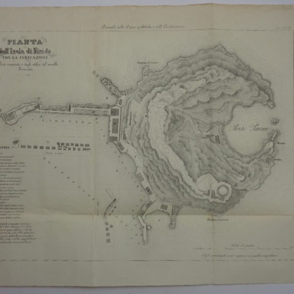 PIANTA DELL'ISOLA DI NISIDA con la indicazione del Porto compiuto e degli edifici del novello Lazzeretto.