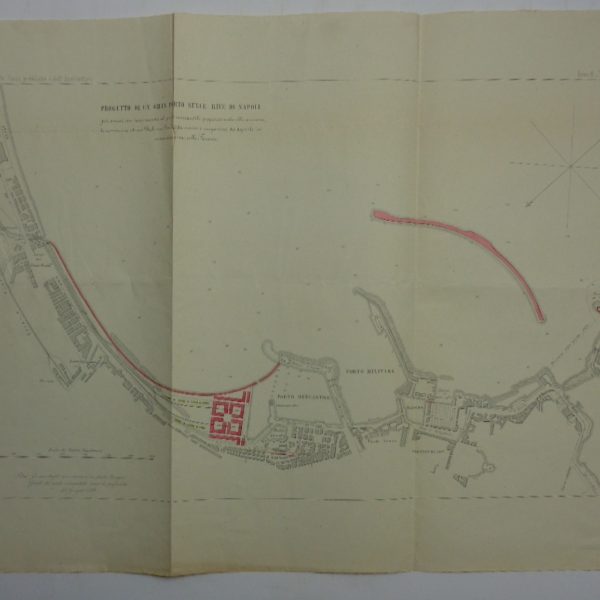 PROGETTO DI UN GRAN PORTO SULLE RIVE DI NAPOLI. Ca 1845 (2 carte litografate).