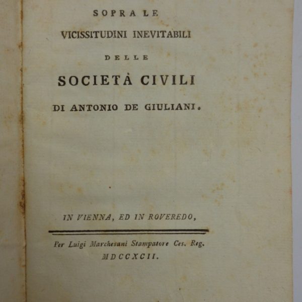 SAGGIO POLITICO SOPRA LE VICISSITUDINI INEVITABILI DELLE SOCIETร CIVILI.