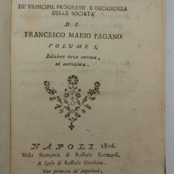 Saggi politici deโ principij, progressi, e decadenza delle societร