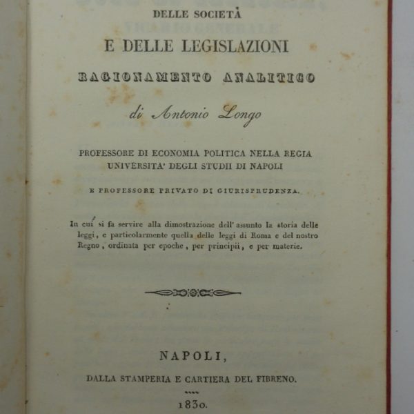 ORIGINE E PROGRESSI DELLE SOCIETÀ E DELLE LEGISLAZIONI. Ragionamento analitico.